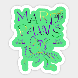 party cat mardi gras paws Sticker